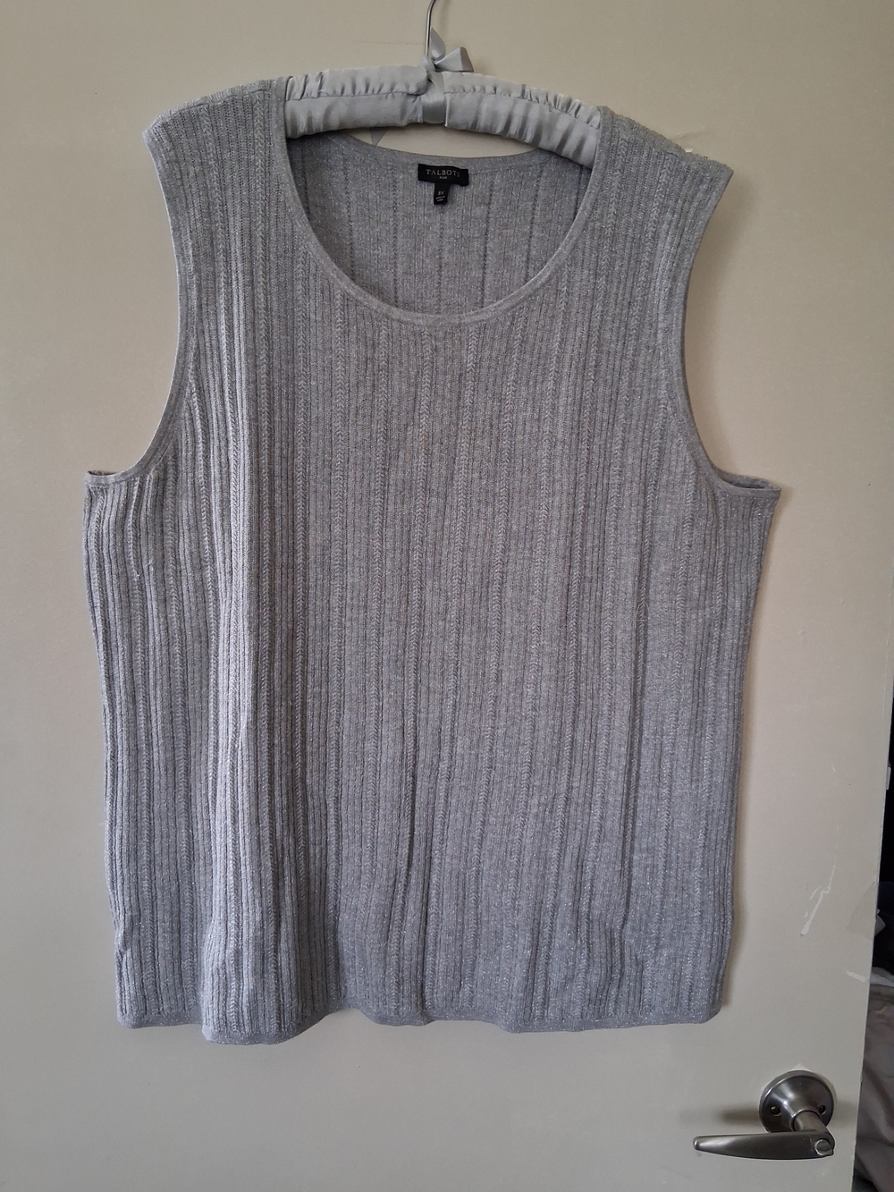 Talbots Silver Gray Ribbed Sleeveless Knit Tank